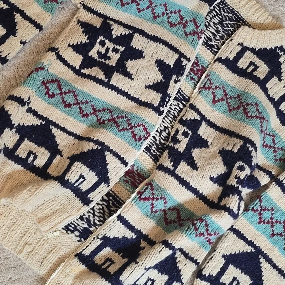 Handmade Knit Patterned Sweater - Picture 4 of 6